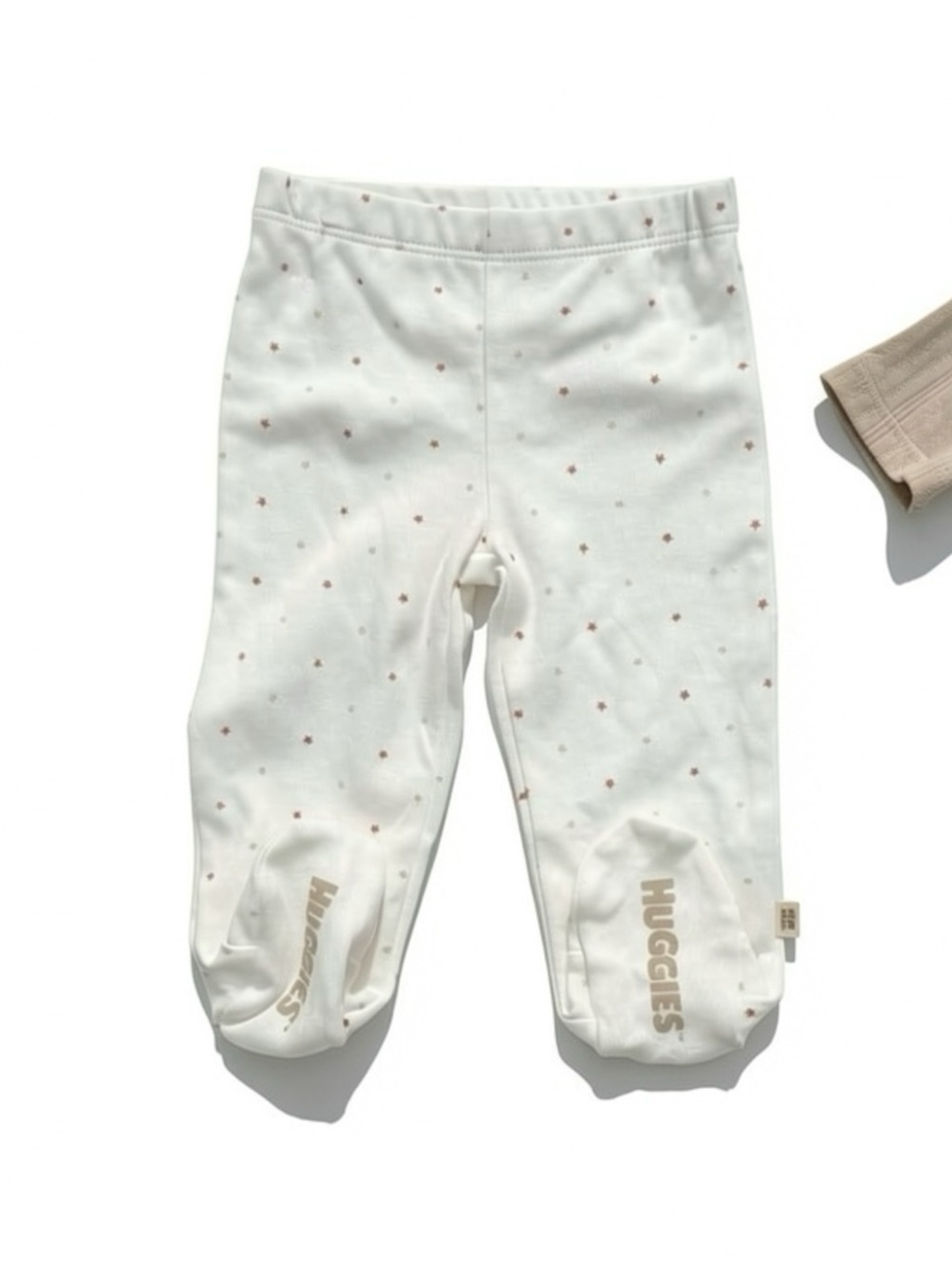 Neutral Ribbed Baby Cardigan with Polka Dot Footed Pants - Picture 3 of 3